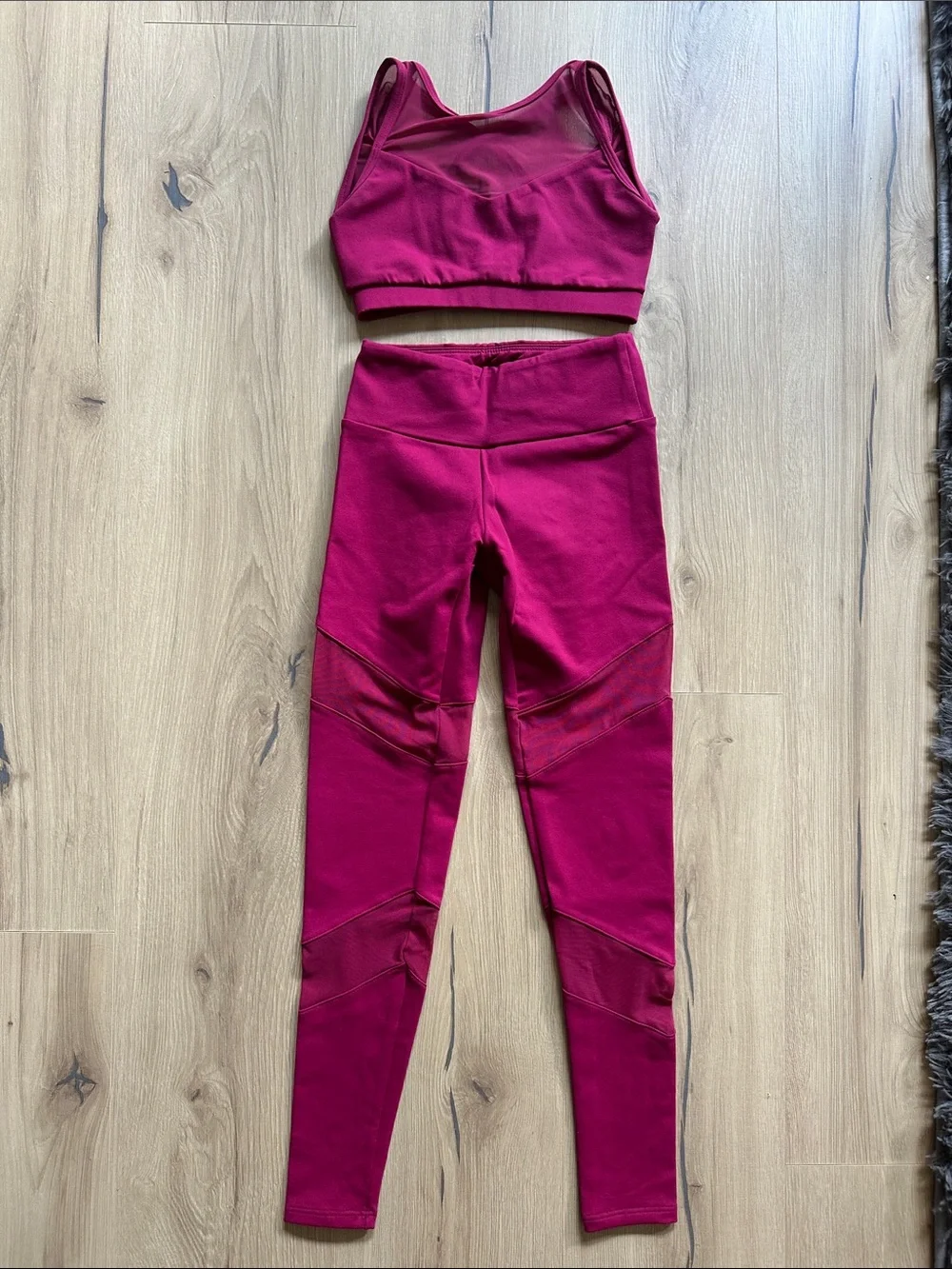 Girls' Bright Fuchsia Dance Set — Crop Top & High-Waist Leggings